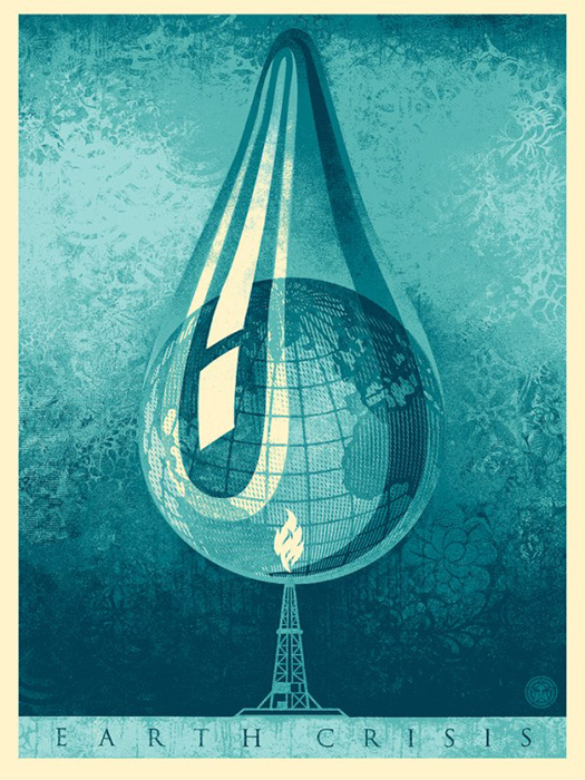 Shepard Fairey Obey silkscreen Siebdruck 2016 earth crises drop poster