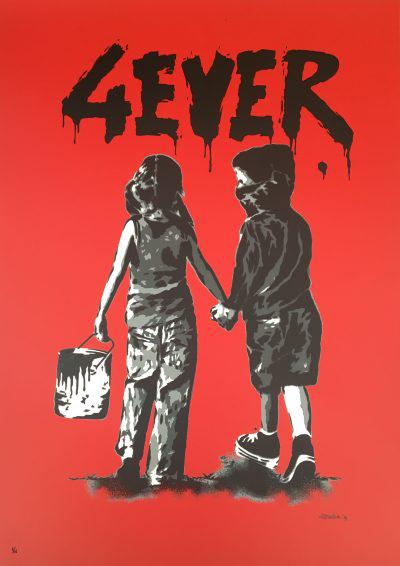 ALESSIO B 4EVER BLACK EDITION art gallery buy street art screenprint poster art of rock ALESSIO B 4EVER BLACK EDITION art gallery buy street art screenprint poster art of rock