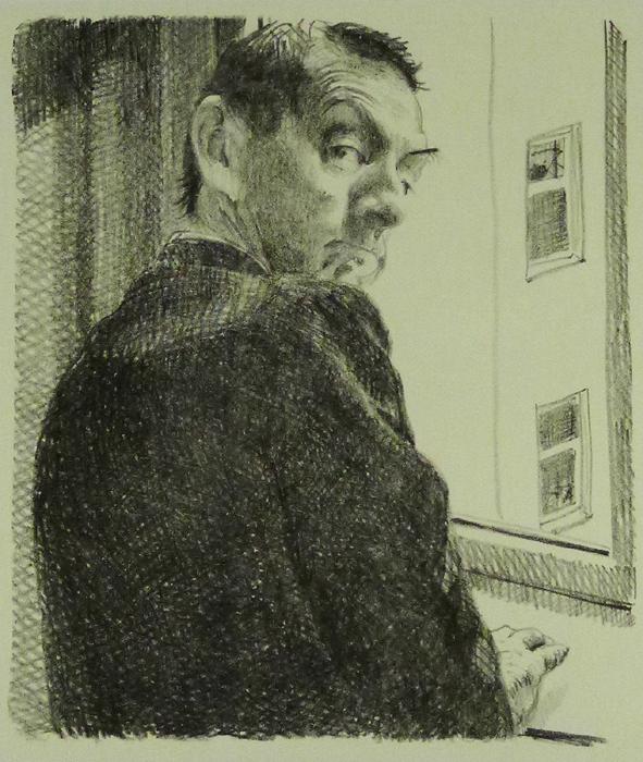 AM FENSTER Am Fenster Lithografie Johannes Grützke Holzschnitt Radierung Schabradierung Offsetdruck Andruck Neue Prächtigkeit Druckgrafik Kaltnadelradierung