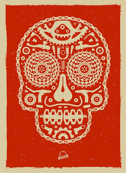 BIKE SKULL RED Douze Bike scull red urban art gallery buy street art screenprint poster art of rock