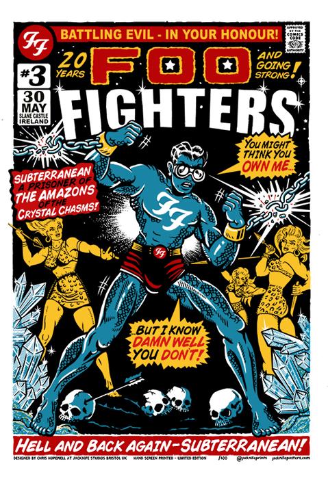 Chris Hopewell screenprint poster art of rock music art Chris Hopewell screenprint poster art of rock music art