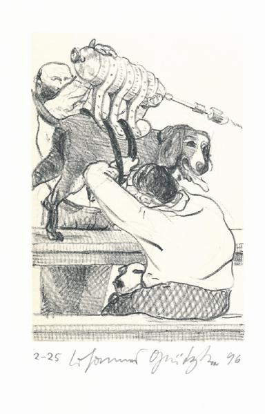 BOHRHUNDE Der Frauentunnel 12 Lithografie Johannes Grützke Holzschnitt Radierung Schabradierung Offsetdruckt Druckgrafik Kaltnadelradierung