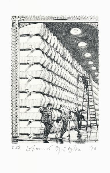 Der Frauentunnel 17 Lithografie Johannes Grützke Holzschnitt Radierung Schabradierung Offsetdruckt Druckgrafik Kaltnadelradierung