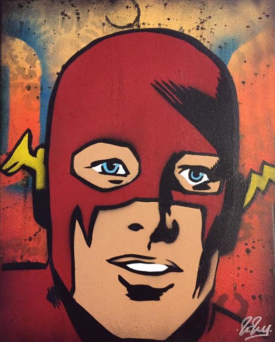 Flash Chris Cleveland Spray-Gemälde auf Leinwand - signed spray paint Flash Chris Cleveland Spray-Gemälde auf Leinwand - signed spray paint