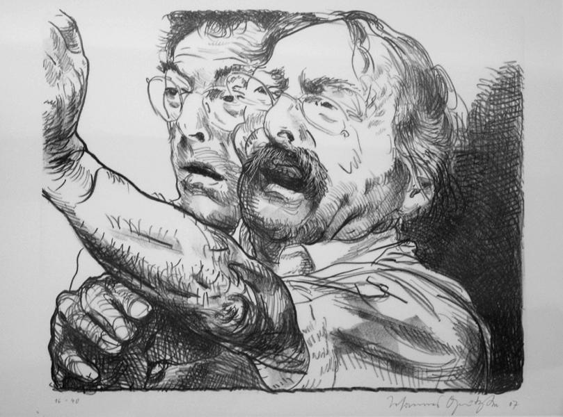 HANSMANN UND ICH Hansmann und ich Lithografie Johannes Grützke Holzschnitt Radierung Schabradierung Offsetdruck Druckgrafik