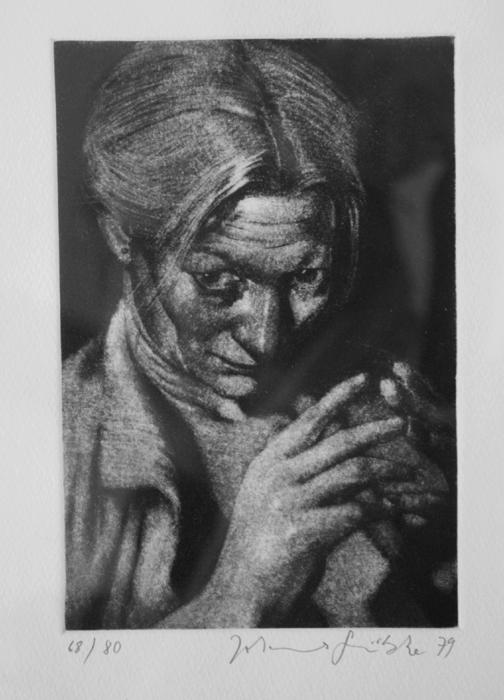 HEDWIG Hedwig Lithografie Johannes Grützke Holzschnitt Radierung Schabradierung Offsetdruck Druckgrafik Kaltnadelradierung