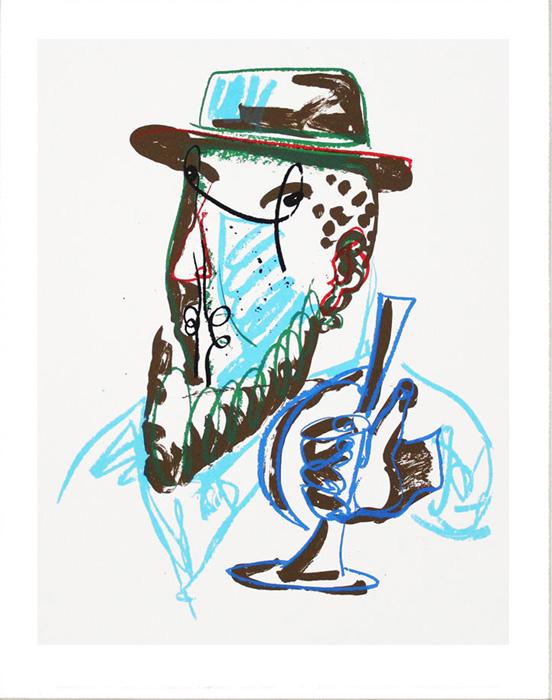 MARKUS LÜPERTZ Mann mit blauer Trompete Grafik Lithografie Litho Siebdruck MARKUS LÜPERTZ Mann mit blauer Trompete Grafik Lithografie Litho Siebdruck
