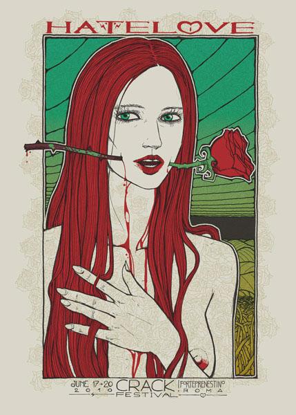CRACK FESTIVAL 2010 Malleus CRACK FESTIVAL 2010 silkscreen siebdruck concertposter poster prints art prints rock art dark nouvou