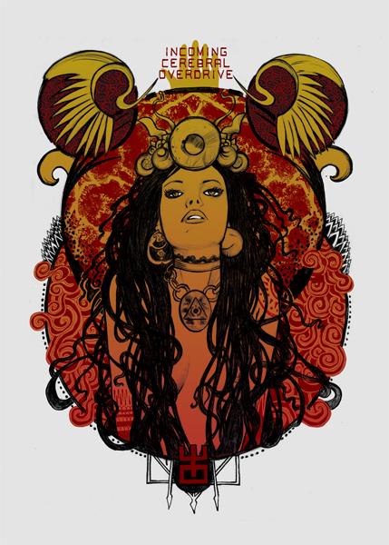 INCOMING CEREBRAL OVERDRIVE Malleus INCOMING CEREBRAL OVERDRIVE silkscreen siebdruck concertposter poster prints art prints rock art dark nouvou
