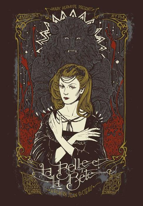 LA BELLE ET LA BETE Malleus La Belle et la bete silkscreen siebdruck concertposter poster prints art prints rock art dark nouvou