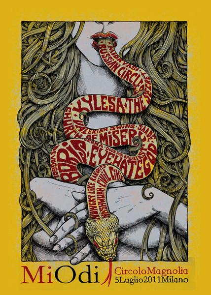 MIODI Malleus miodi 2011 silkscreen siebdruck concertposter poster prints art prints rock art dark nouvou