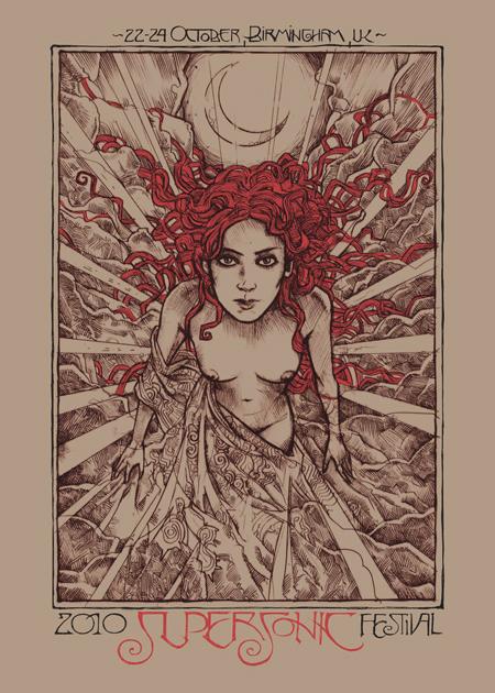 SUPERSONIC Malleus supersonic silkscreen siebdruck concertposter poster prints art prints rock art dark nouvou