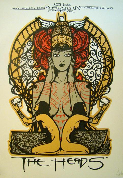 THE HEADS Malleus the heads silkscreen siebdruck concertposter poster prints art prints rock art dark nouvou