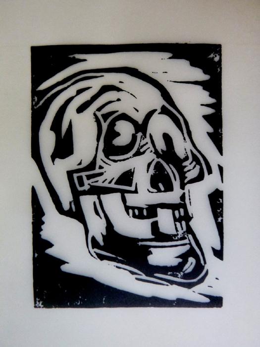 Markus lüperts Linolschnitt Skull Markus lüperts Linolschnitt Skull