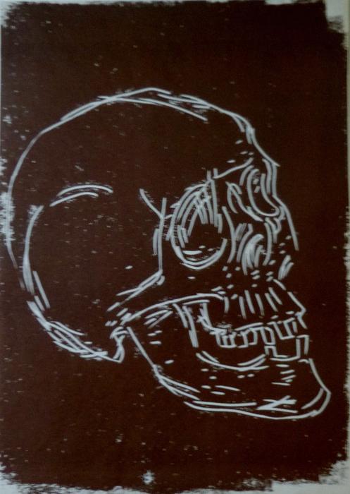 Markus lüperts Linolschnitt Skull Markus lüperts Linolschnitt Skull