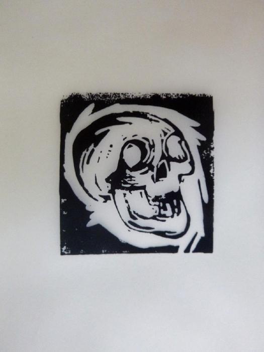 Markus lüperts Linolschnitt Skull Markus lüperts Linolschnitt Skull