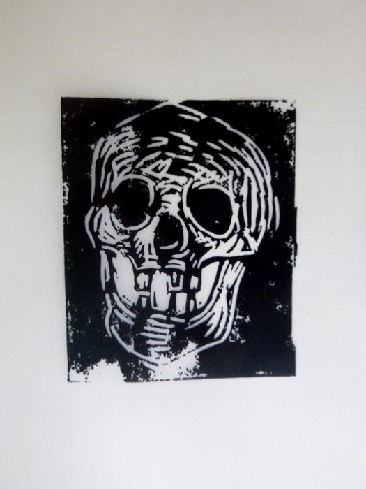Markus lüperts Linolschnitt Skull Markus lüperts Linolschnitt Skull