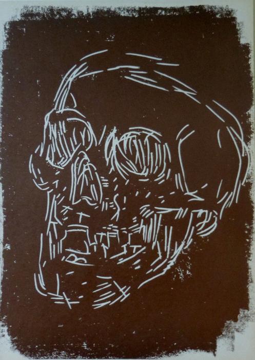 Markus lüperts Linolschnitt Skull Markus lüperts Linolschnitt Skull