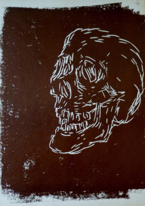 Markus lüperts Linolschnitt Skull Markus lüperts Linolschnitt Skull