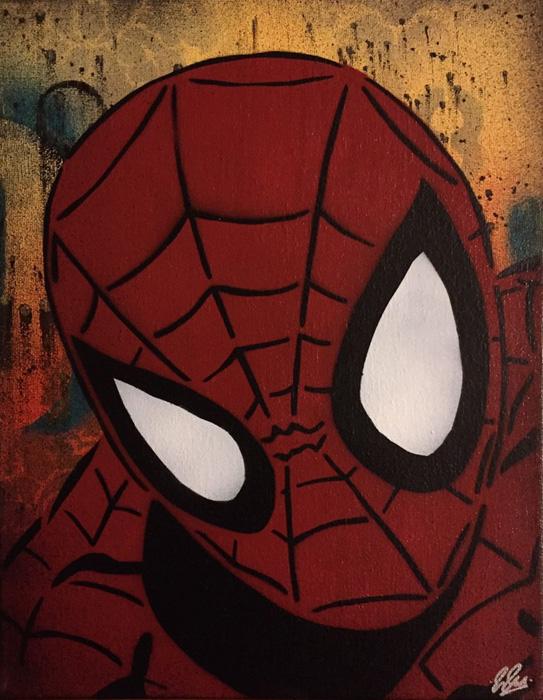 Marvel Spider-Man Chris Cleveland Spray-Gemälde auf Leinwand - signed spray paint Marvel Spider-Man Chris Cleveland Spray-Gemälde auf Leinwand - signed spray paint