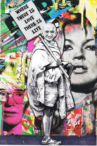 Mr. Brainwash Gandhi urban art gallery buy street art screenprint poster Mr. Brainwash Gandhi urban art gallery buy street art screenprint poster