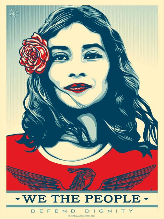 WE THE PEOPLE defend dignity Shepard Fairey Obey offset lithograph 2017 defend dignity