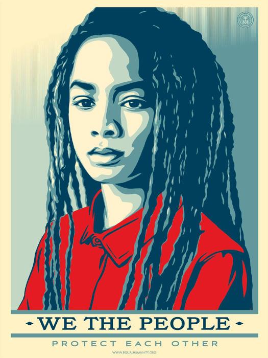 WE THE PEOPLE protect each other Shepard Fairey Obey offset lithograph 2017 protect each other we the people