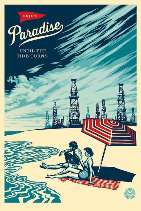 PARADISE TURNS Shepard Fairey Obey offset print 2016 paradise turns