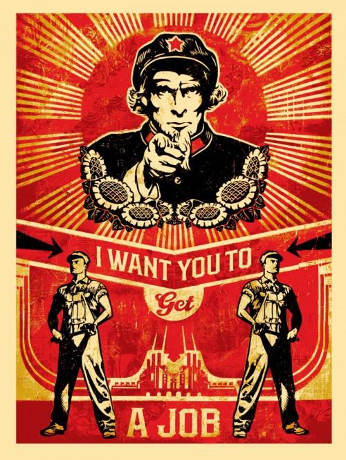 GET A JOB Shepard Fairey Obey silkscreen Siebdruck 2012 get a job