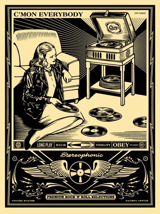 C´MON EVERYBODY Shepard Fairey Obey silkscreen Siebdruck 2013 c´mom everybody