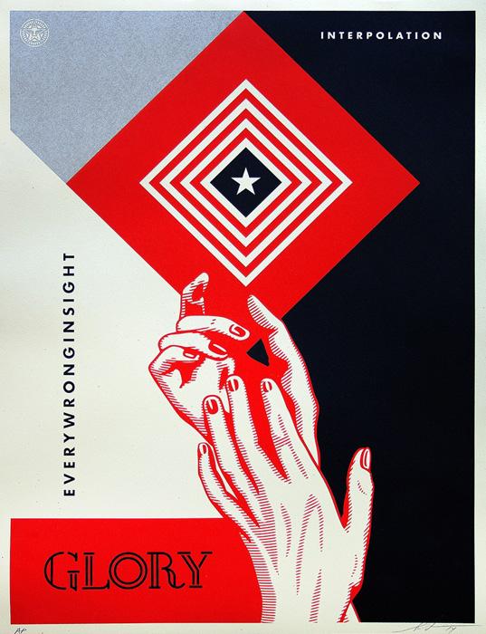 INTERPOLATION DIPTYCH 1 Shepard Fairey Obey silkscreen Siebdruck 2014 interpolation diptych 1