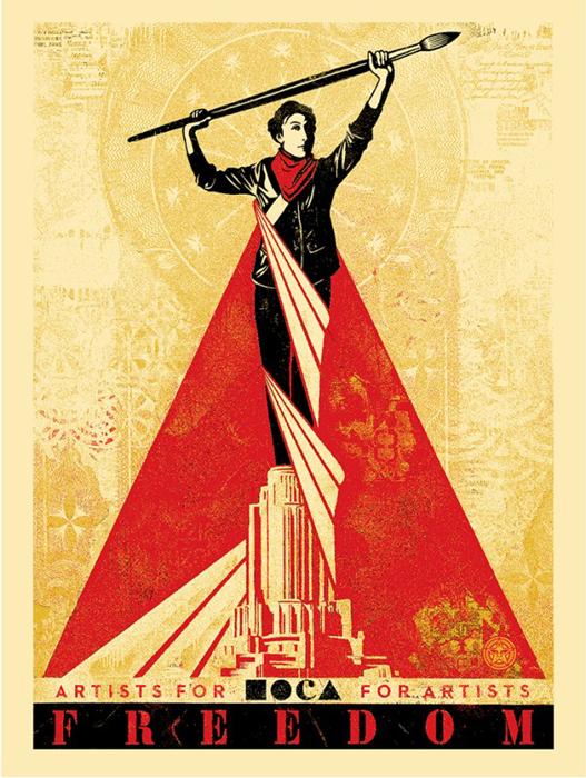 ARTISTS FOR FREEDOM Shepard Fairey Obey silkscreen Siebdruck 2015 artists for freedom