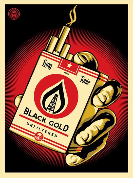 BLACK GOLD Shepard Fairey Obey silkscreen Siebdruck 2015 black gold