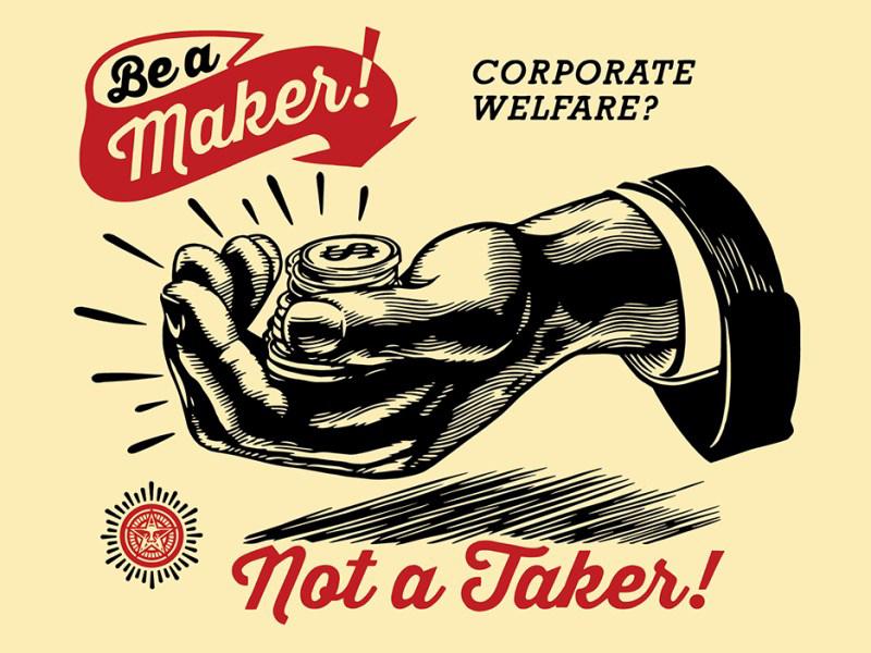 CORPORATE WELFARE Shepard Fairey Obey silkscreen Siebdruck 2015 corporate welfare poster