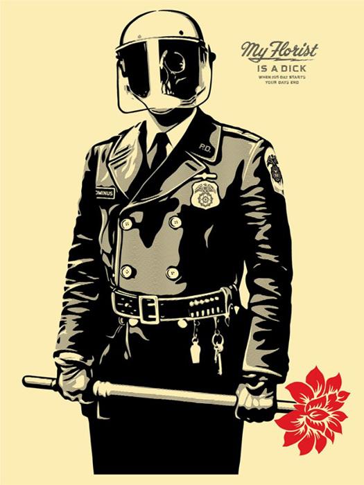 Shepard Fairey Obey silkscreen Siebdruck 2015 my florist is a dick poster