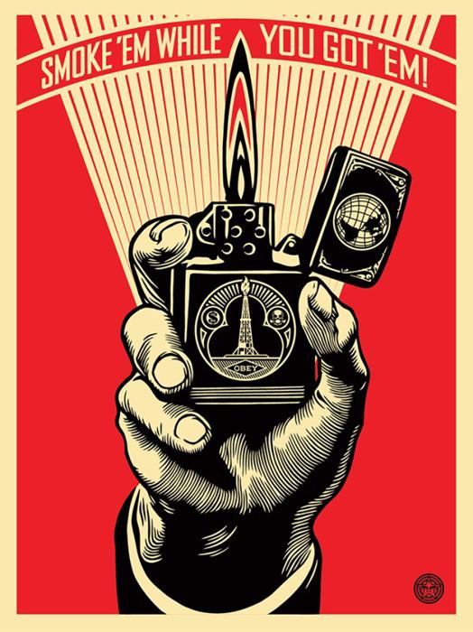 Shepard Fairey Obey silkscreen Siebdruck 2015 smoke`em while you got`em