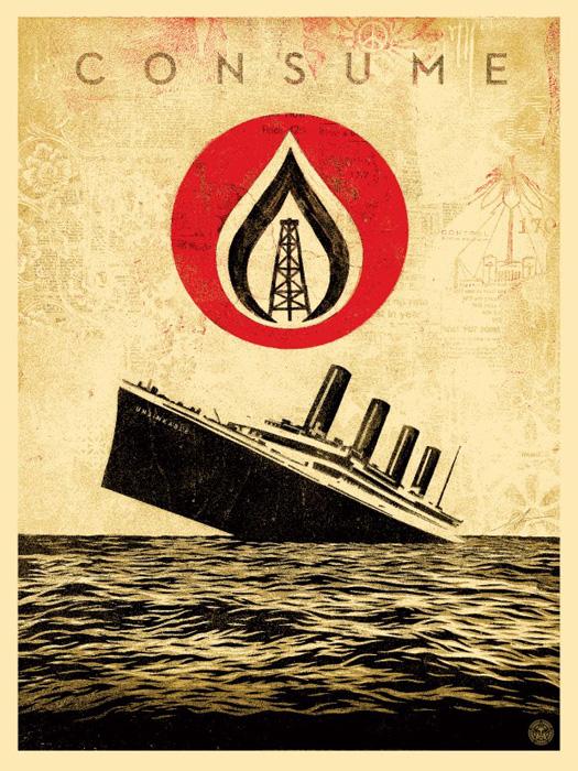 UNSINKABLE CONSUMPTION Shepard Fairey Obey silkscreen Siebdruck 2015 unsinkable consumption