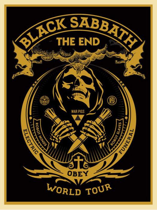 BLACK SABBATH THE END (Gold Edition) Shepard Fairey Obey silkscreen Siebdruck 2016 black sabbath gold poster