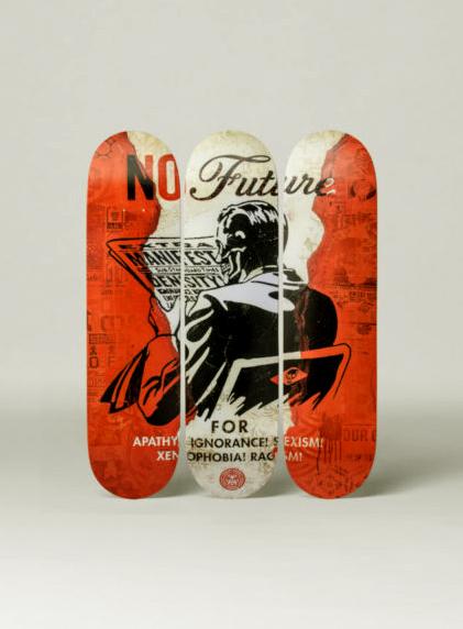 NO FUTURE Shepard Fairey Obey silkscreen Siebdruck 2017 “NO FUTURE” SKATEBOARD deck