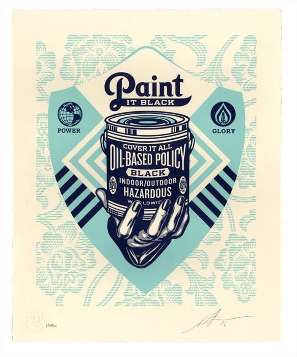 PAINT IT BLACK Letterpress Shepard Fairey Obey silkscreen Siebdruck Letterpress 2016 Paint it black poster