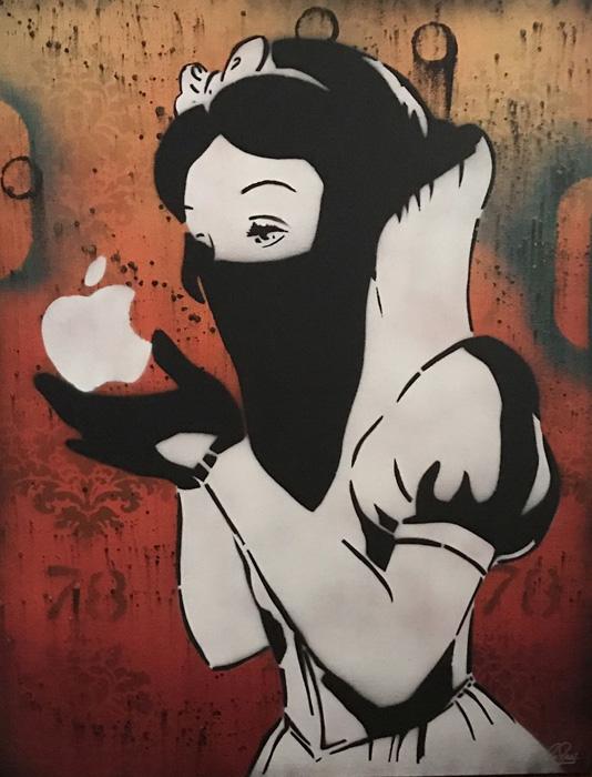 Snow White 11 X 14 Chris Cleveland Spray-Gemälde auf Leinwand - signed spray paint Snow White 11 X 14 Chris Cleveland Spray-Gemälde auf Leinwand - signed spray paint