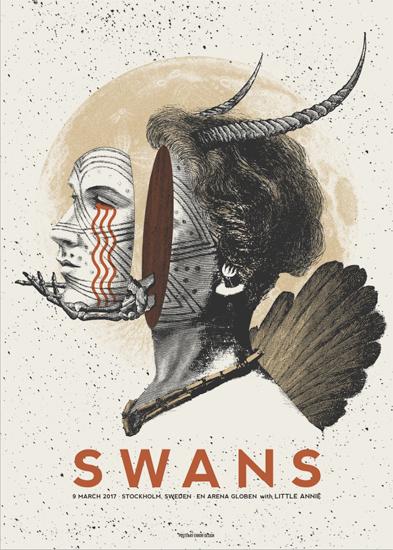 Xavi Forné, urban art gallery buy street art screenprint poster art of rock Swans Xavi Forné, urban art gallery buy street art screenprint poster art of rock Swans