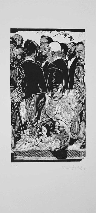VOLKSVERTRETER AN DER MAUER Volksvertreter an der Mauer Lithografie Johannes Grützke Holzschnitt Radierung Schabradierung Offsetdruck Druckgrafik Kaltnadelradierung