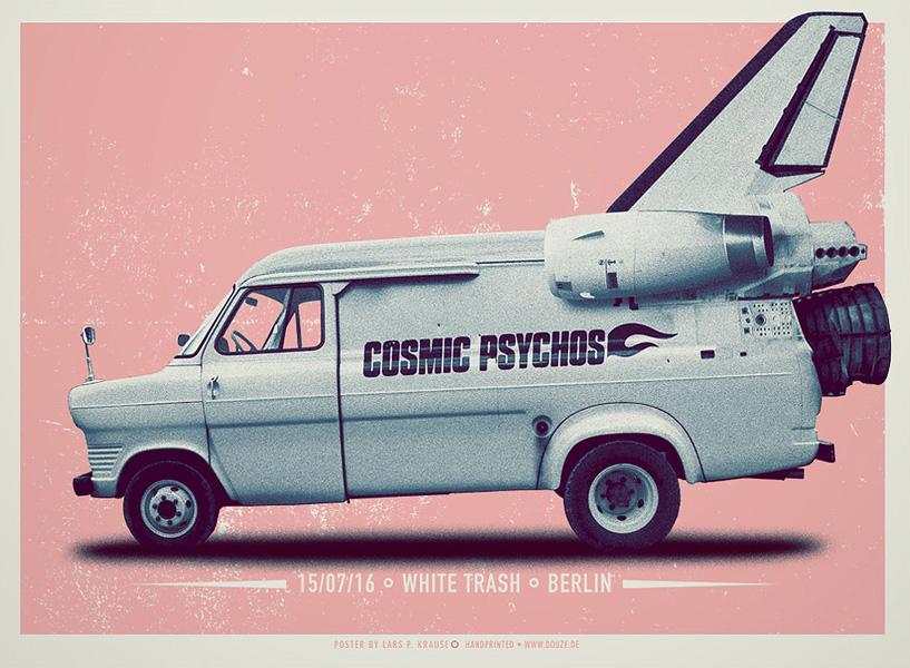 Douze COSMIC PSYCHOS art gallery buy street art screenprint poster art of rock