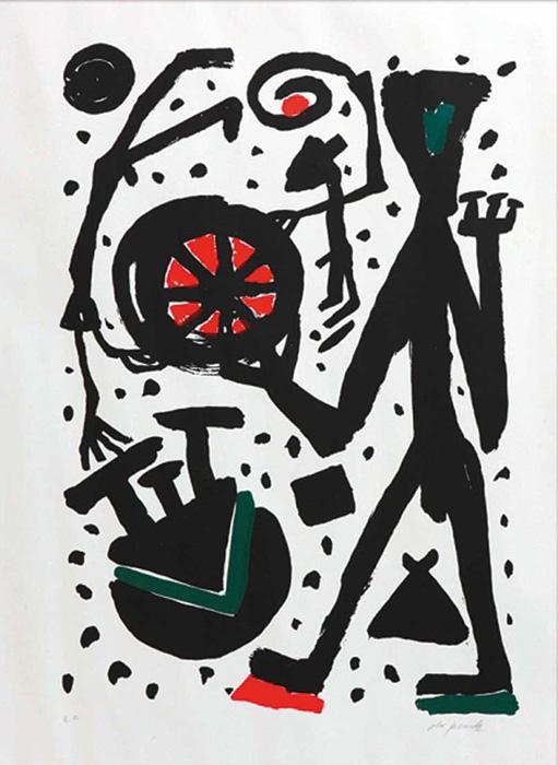 penk mann und weltrad A.R. Penck Ralf Winkler Siebdruck Serigrafie e.A. Neoexpressionismus