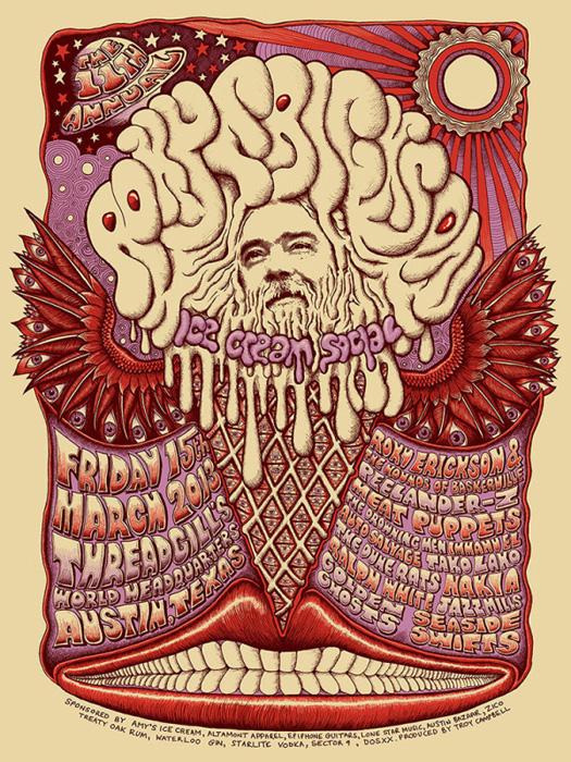 Mishka Westell roky erickson ice cream socia silkscreen Siebdruck Poster art of rock psychodelic art Mishka Westell roky erickson ice cream socia silkscreen Siebdruck Poster art of rock psychodelic art