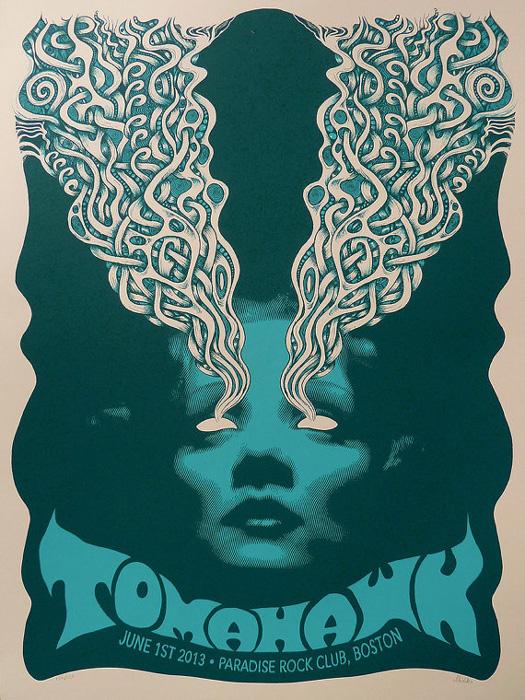Mishka Westell tomahawk silkscreen Siebdruck Poster art of rock psychodelic art Mishka Westell tomahawk silkscreen Siebdruck Poster art of rock psychodelic art